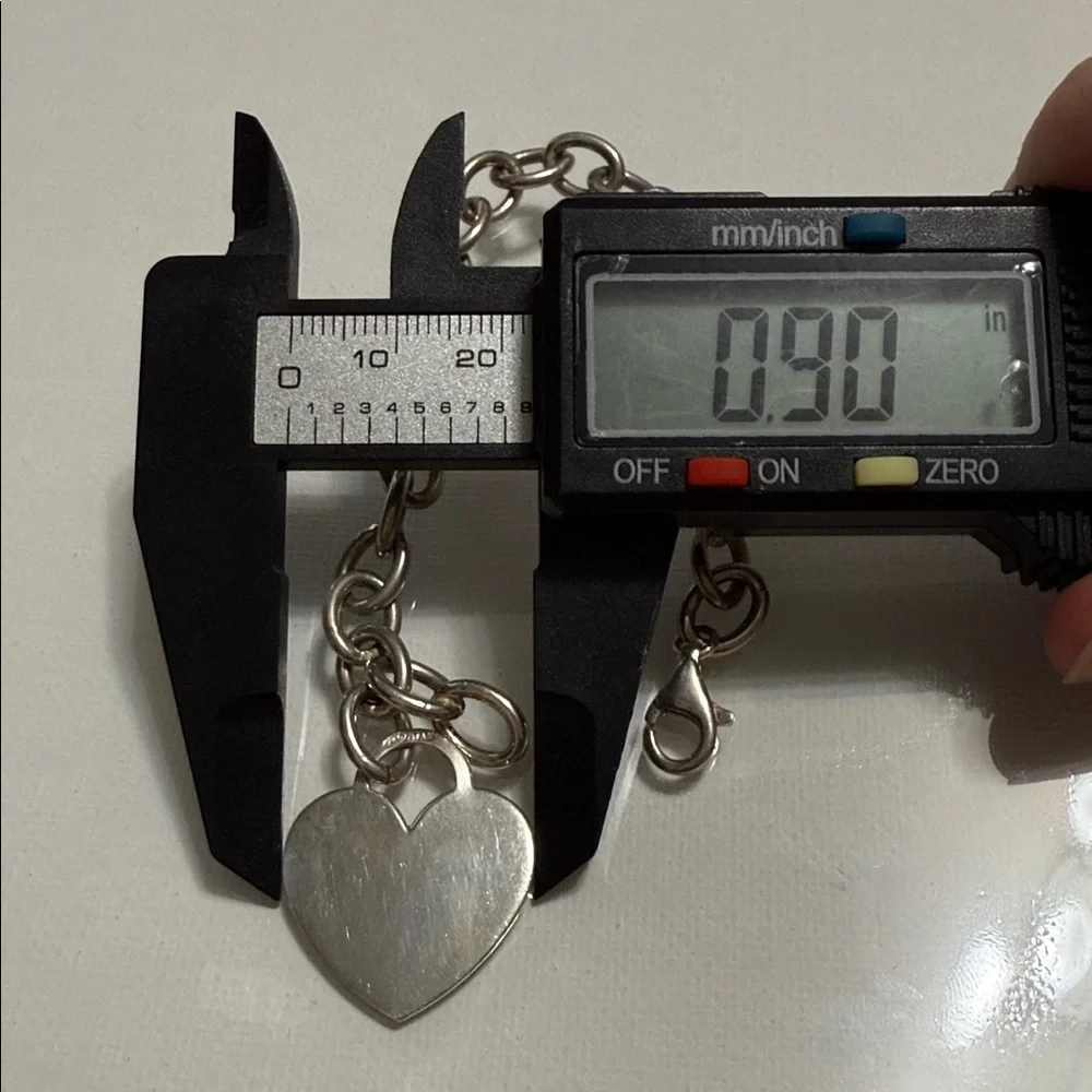 Sterling Silver 925 Italy Heart Charm Link with Clamp Opening Bracelet 7’